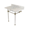 36x22 Carrara Marble Bathroom Console Vanity with Acrylic Pedestal F827