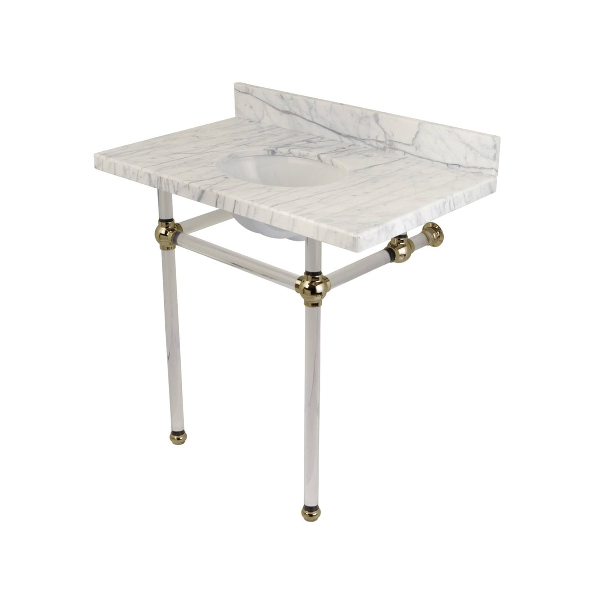 36x22 Carrara Marble Bathroom Console Vanity with Acrylic Pedestal F827