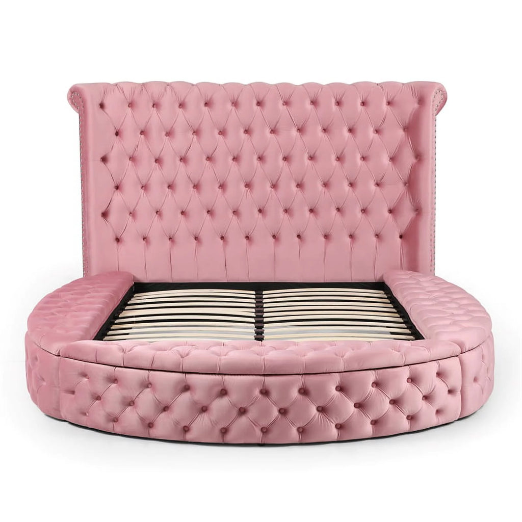 Pink Velvet Upholstered King Bed T306448