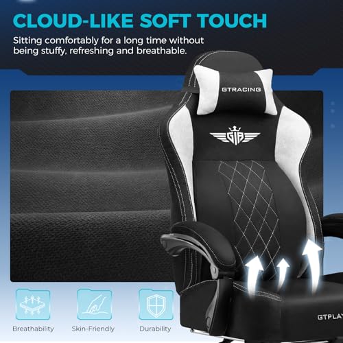 Big and Tall Breathable Fabric Gaming Chair with Footrest X741