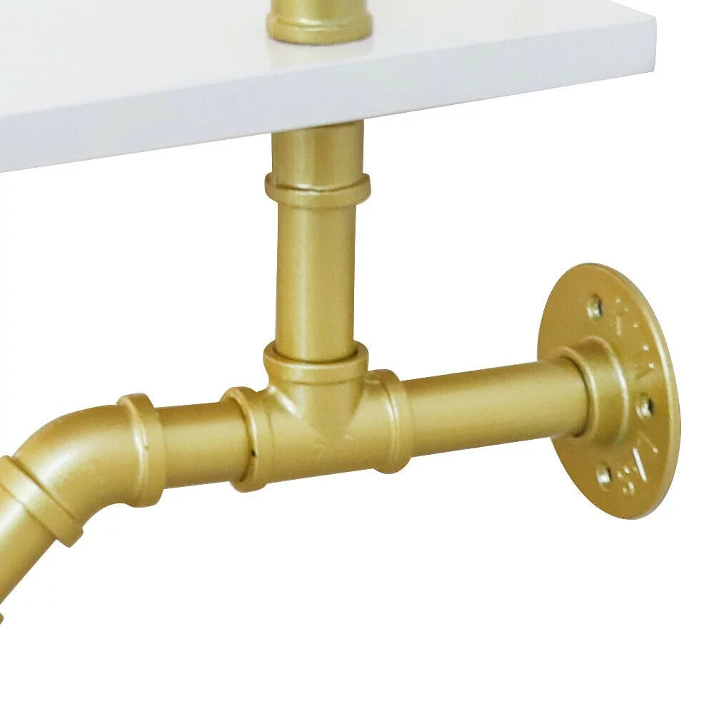 Gold Garment Rack with Wood Shelf M588192