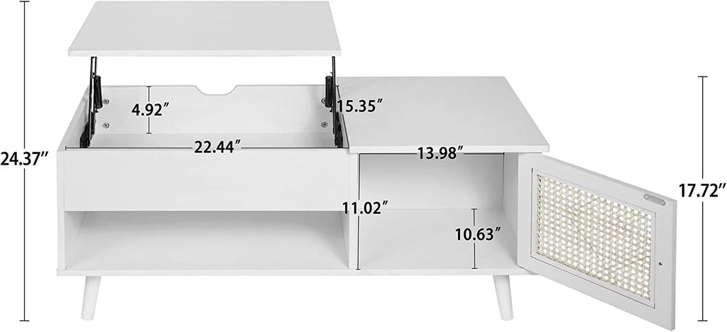 Lift Top Coffee Table with Hidden Compartment White L595