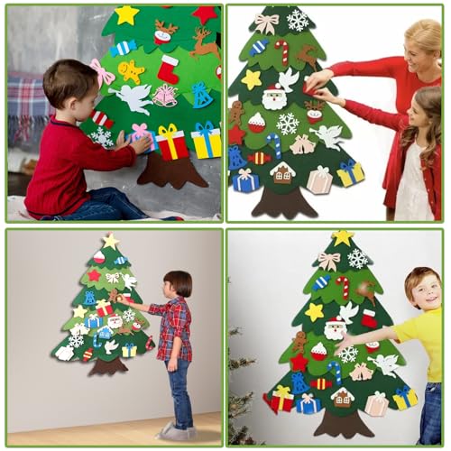 3ft Felt Christmas Tree Set with 32 Ornaments & LED String Light N1759