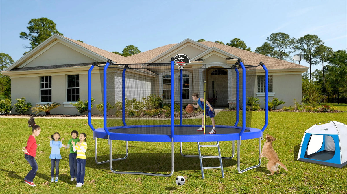 12FT Round Trampoline with Enclosure Net V472474
