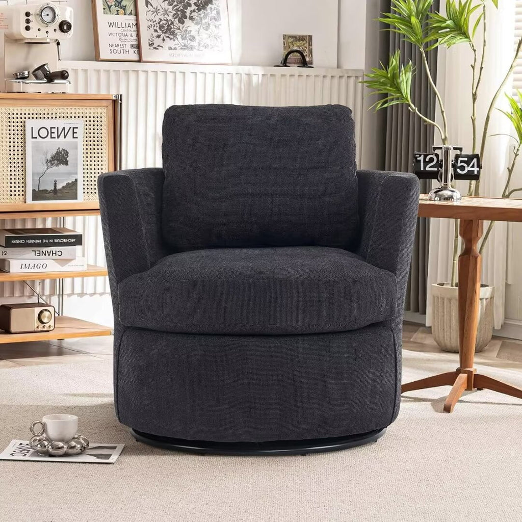 Black Upholstered Swivel Accent Chair T2301