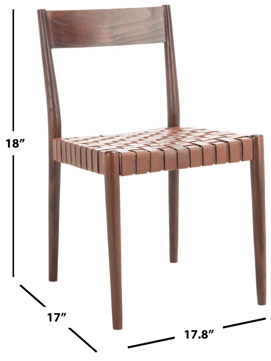 Cognac Brown Leather Dining Chair Set of 2 Z85545