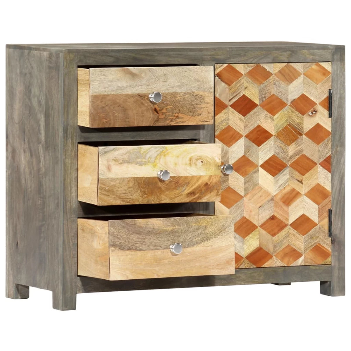Gray Solid Mango Wood Side Cabinet H551884