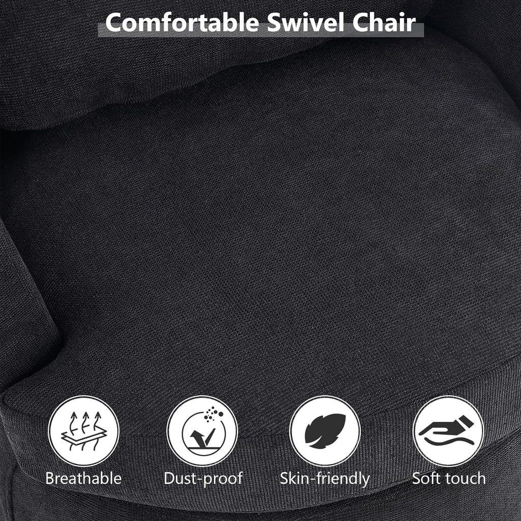 Black Upholstered Swivel Accent Chair T2301
