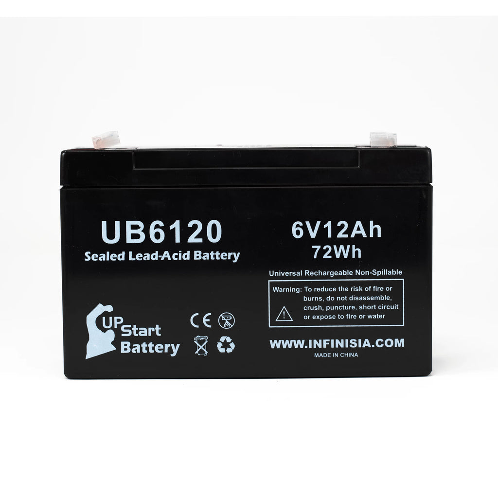 6V 12Ah Sealed Lead Acid Battery with F1 to F2 Terminal Adapters Z4798