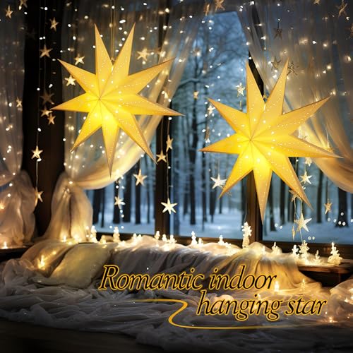 4 Pack 24 Inch Paper Star Lantern with 50 LEDs N88677