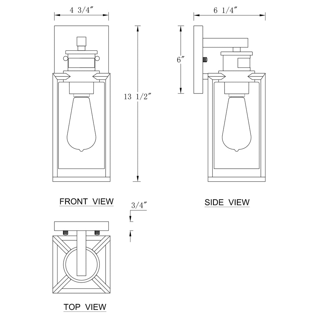 1-Light Matte Black Motion Sensor Wall Lantern Z920