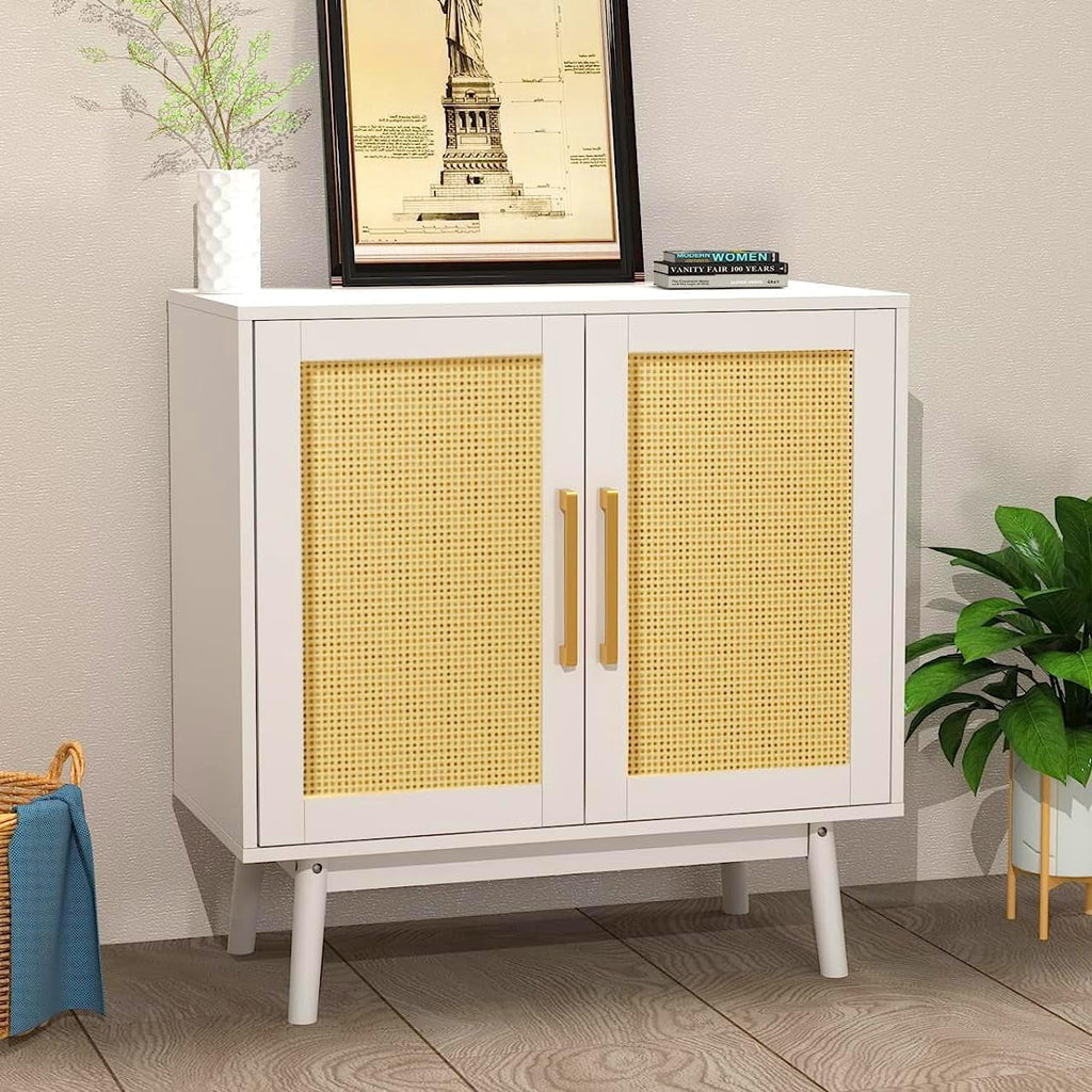 Black Rattan Storage Cabinet Set of 2 H312