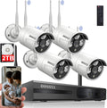2K Wireless Security Camera System with 2TB Hard Drive, 4Pcs Outdoor Cameras T91711