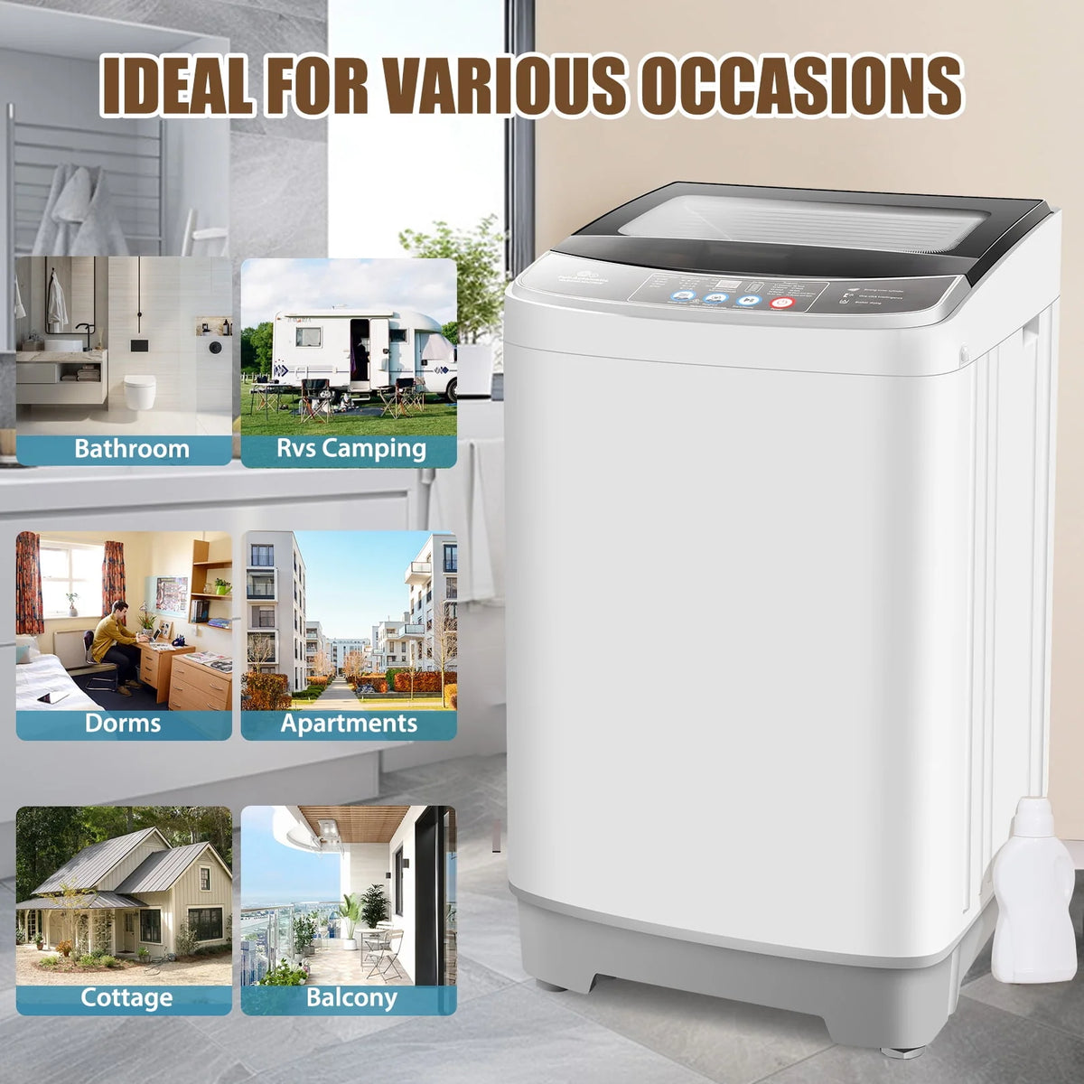 2.4 Cu.ft Portable Washing Machine with Glass Top-Load & Drain Pump L74567