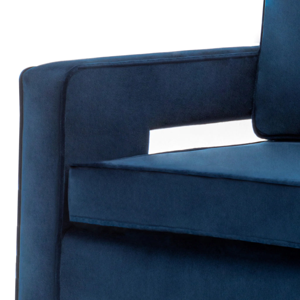 Navy Blue Velvet Accent Armchair with Gold Base K48814