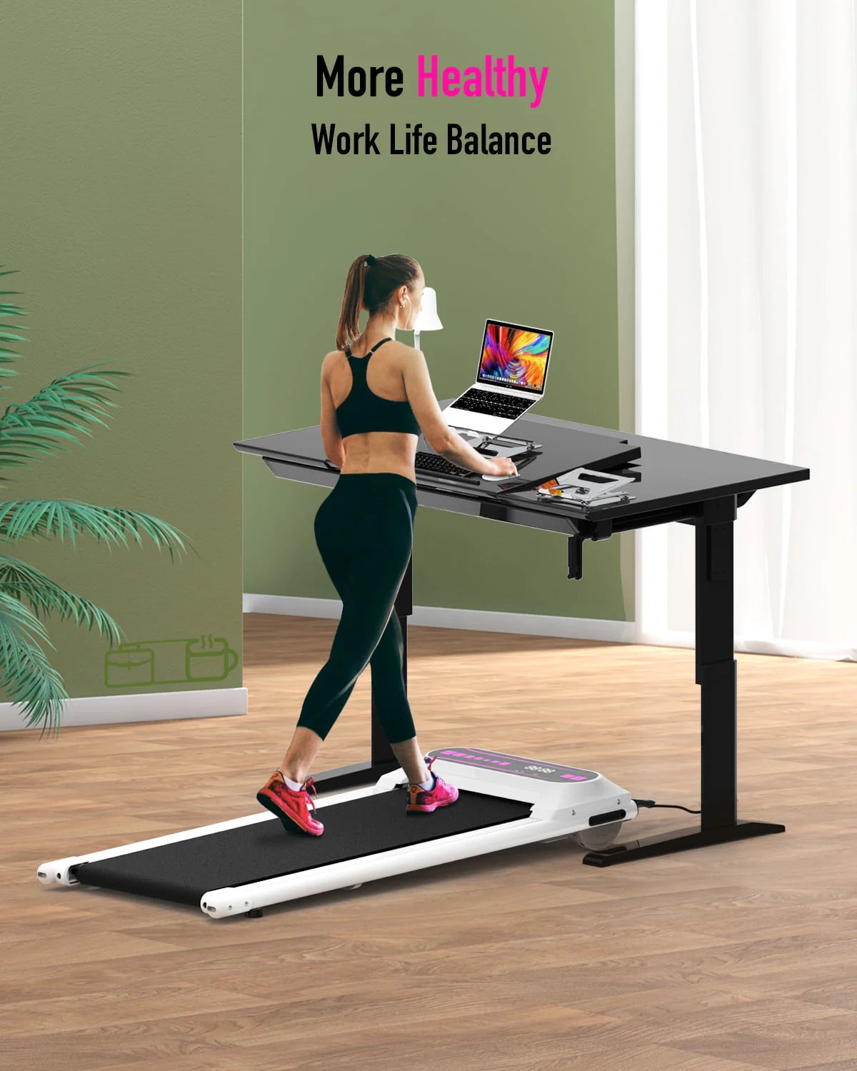 Pink 2.25HP Portable Walking Pad Treadmill Y96993