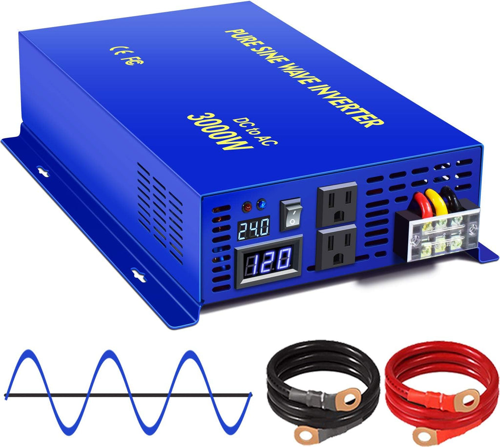 3000W Pure Sine Wave Power Inverter 24V DC to 110V 120V AC U46605