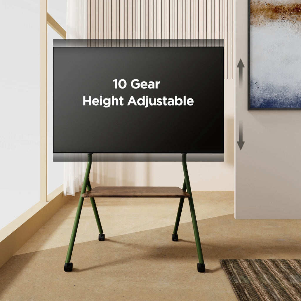 Mobile TV Stand for 55 60 65 75 78 Inch TV with Wooden Storage Shelves K45829