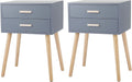 Set of 2 Grey 2 Drawer Wood Nightstand Y777