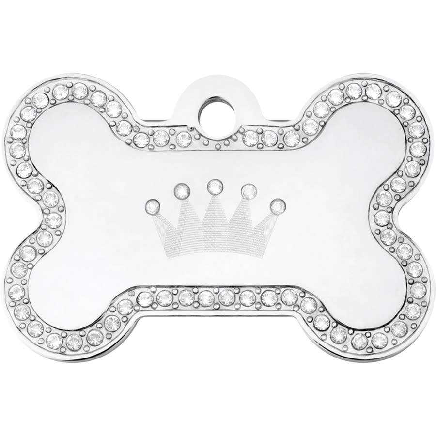Dog Tag with Crown and Crystals I153010