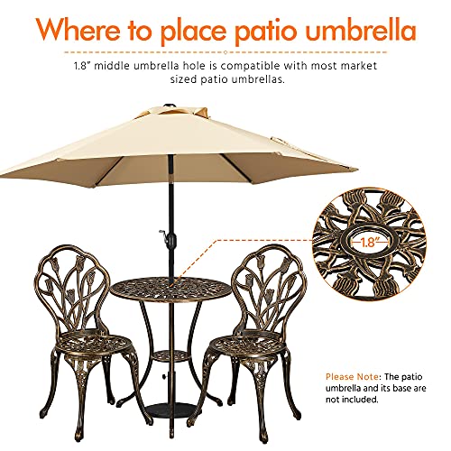 Green 3 Piece Cast Aluminum Bistro Table and Chairs Set G902