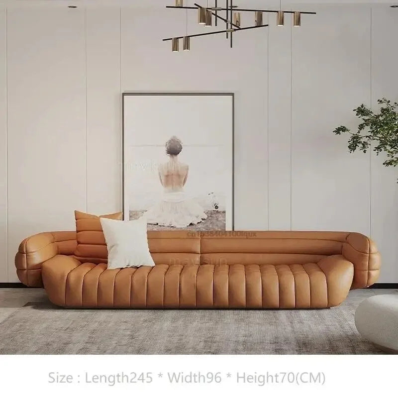 Yellow Light Grey Leather Sofa C4434