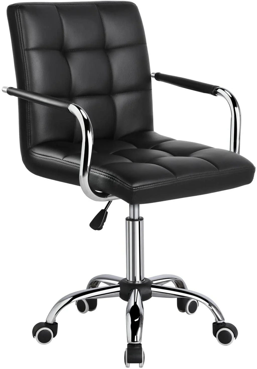 Black Faux Leather Desk Chair with Arms X922365
