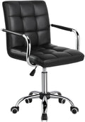 Black Faux Leather Desk Chair with Arms X922365
