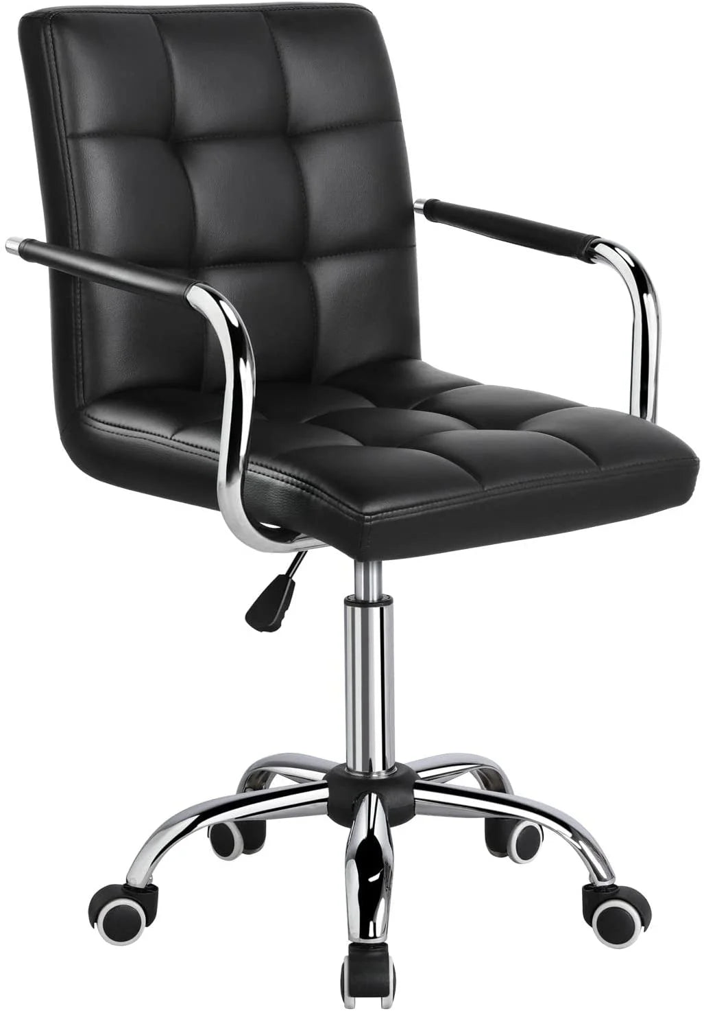 Black Faux Leather Desk Chair with Arms X922365