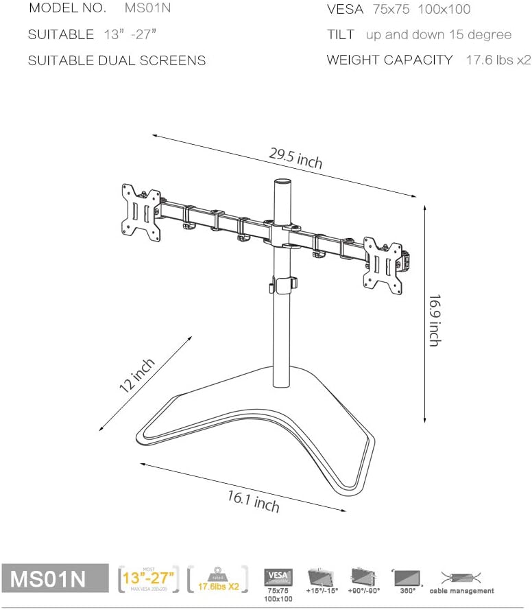 Dual Monitor Desk Stand Full Motion L83589