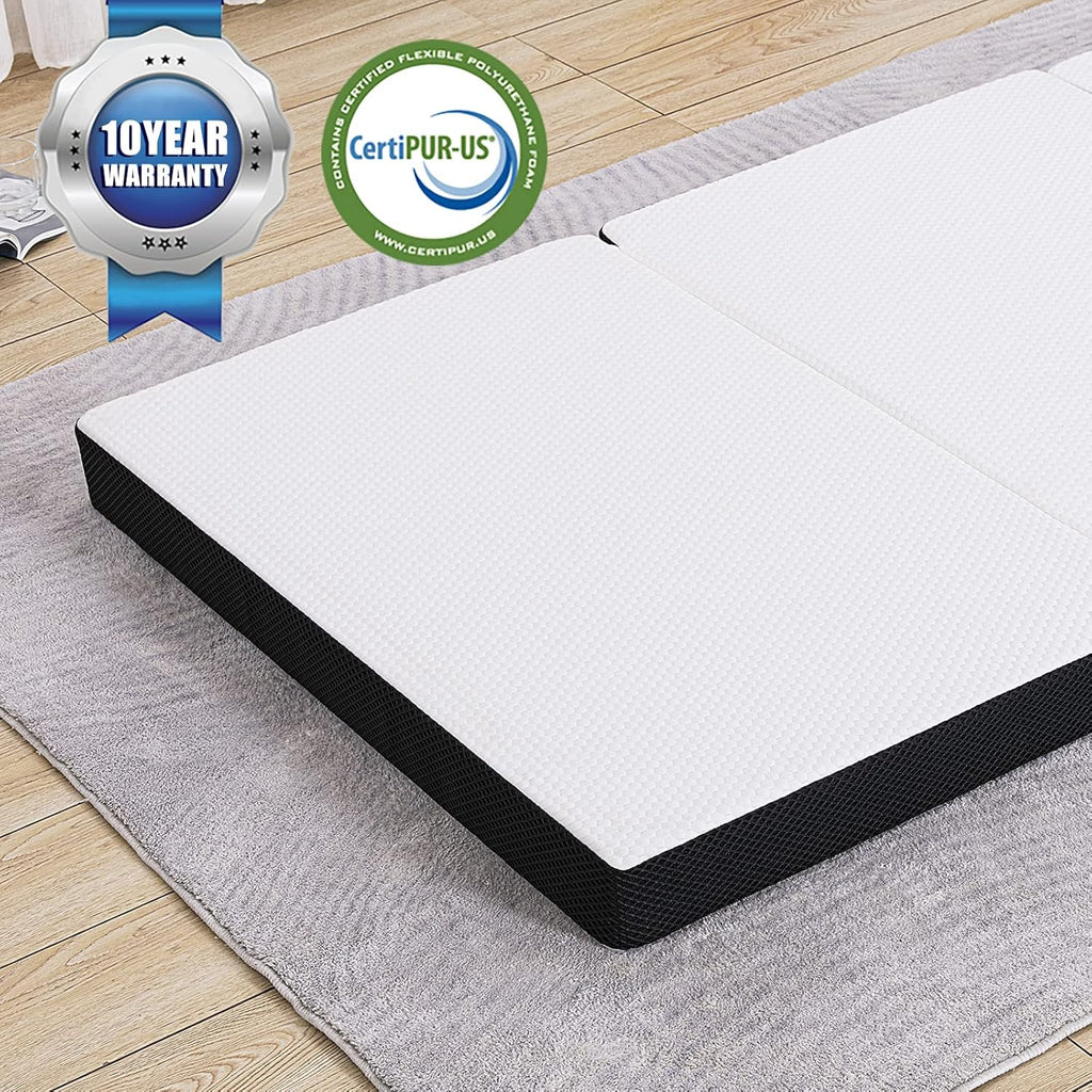 Folding Gel Memory Foam Mattress Topper with Washable Cover F391