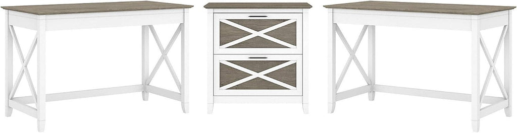 2 Person Desk Set with Lateral File Cabinet I458631