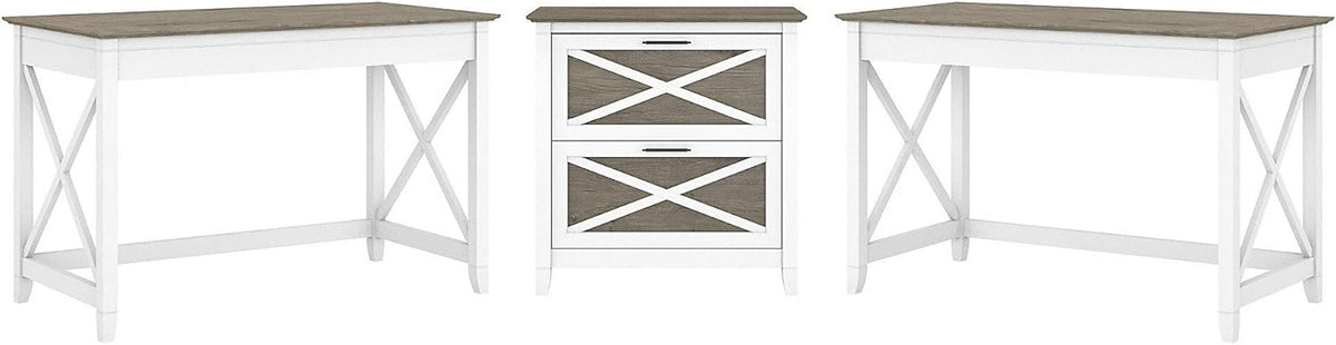 2 Person Desk Set with Lateral File Cabinet I458631