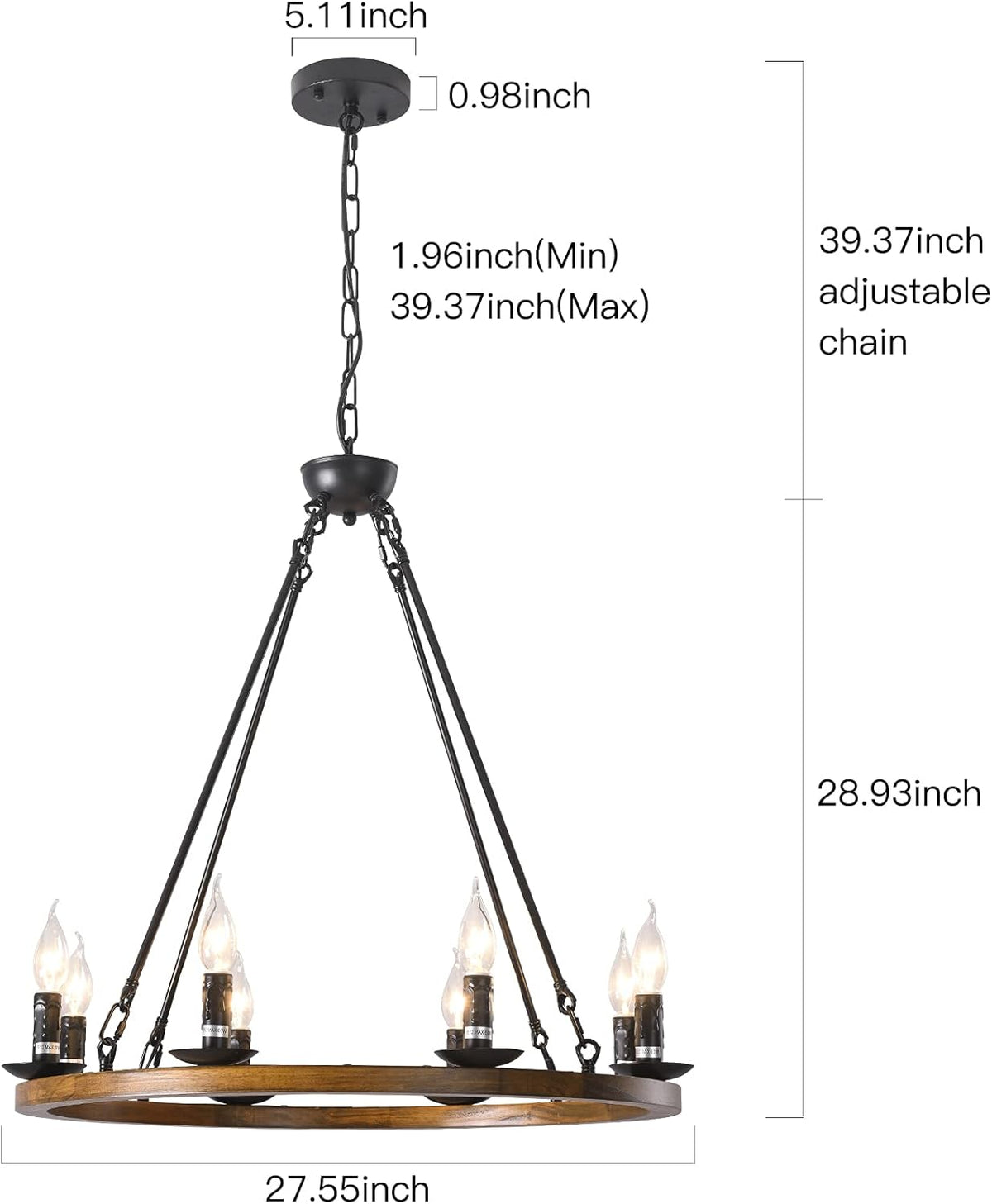 8-Lights Wagon Wheel Chandelier F99791