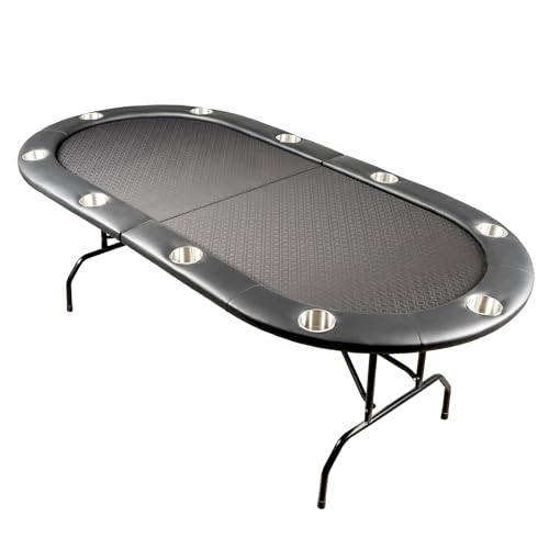 10-Person Foldable Poker Table with Speed Cloth and Stainless Steel Cupholders V71816