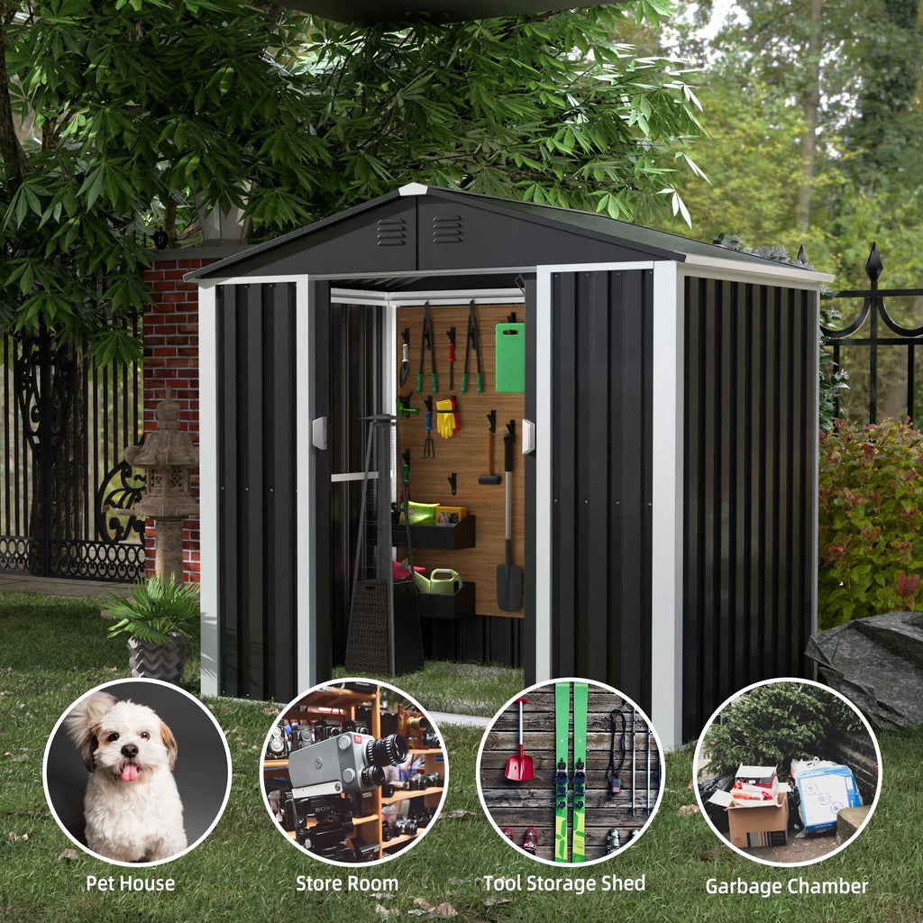 Metal Outdoor Storage Shed with Sliding Door W7672