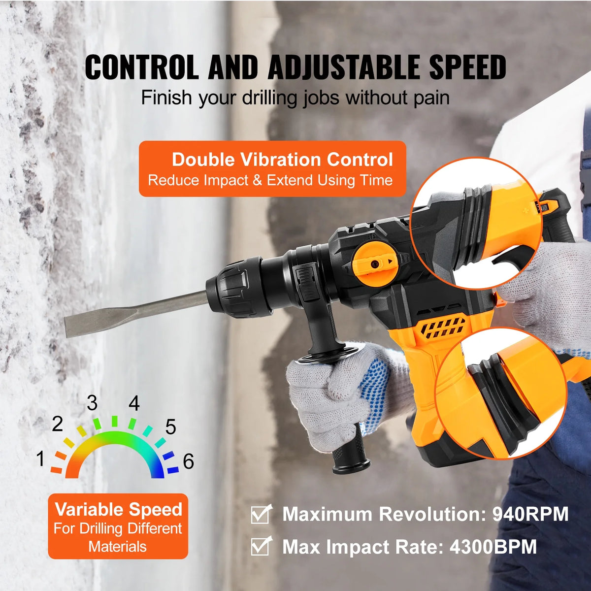 1-1/4" SDS-Plus Corded Rotary Hammer Drill D983