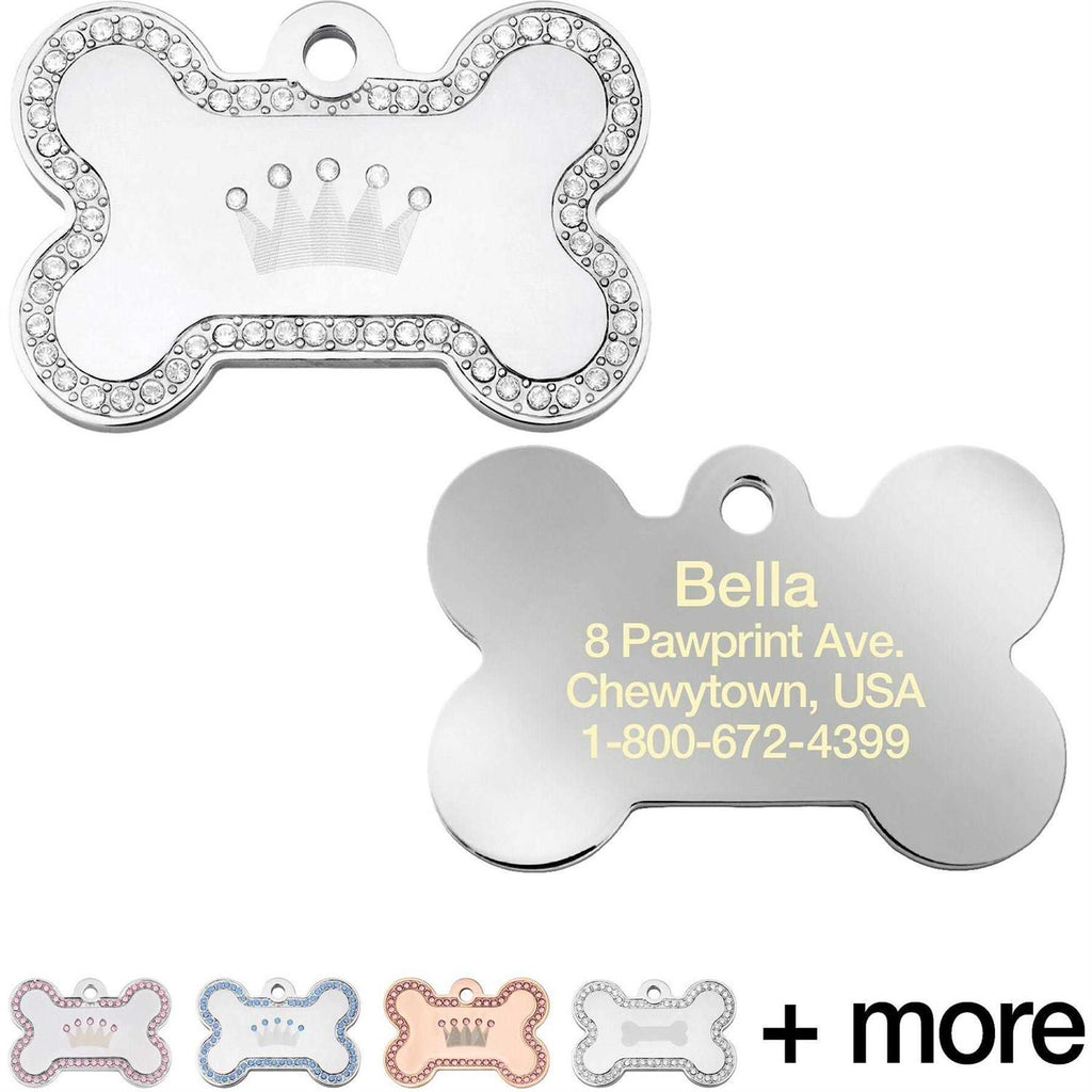 Dog Tag with Crown and Crystals I153010