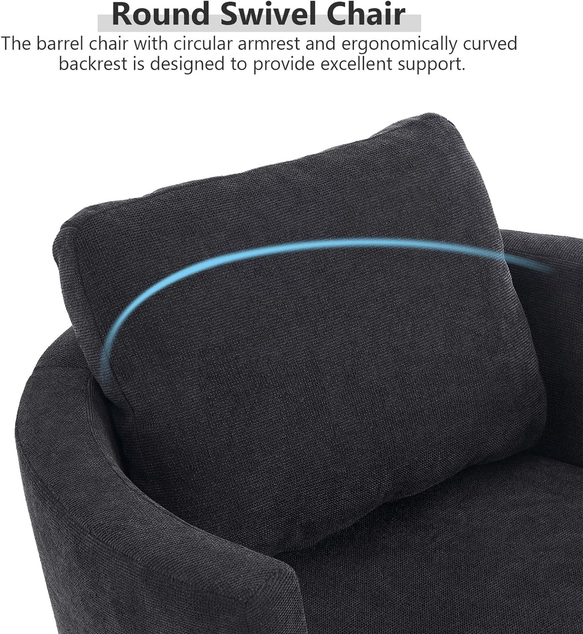 Black Upholstered Swivel Accent Chair T2301
