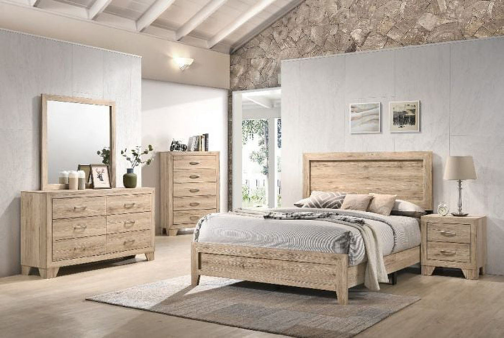 Queen Size Panel Bed Washed Oak Finish G992