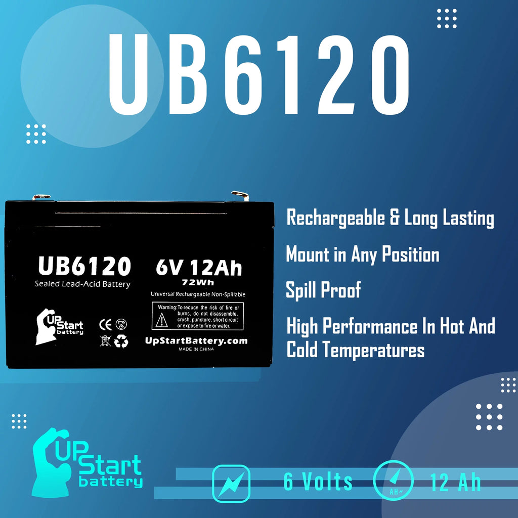 6V 12Ah Sealed Lead Acid Battery with F1 to F2 Terminal Adapters Z4798