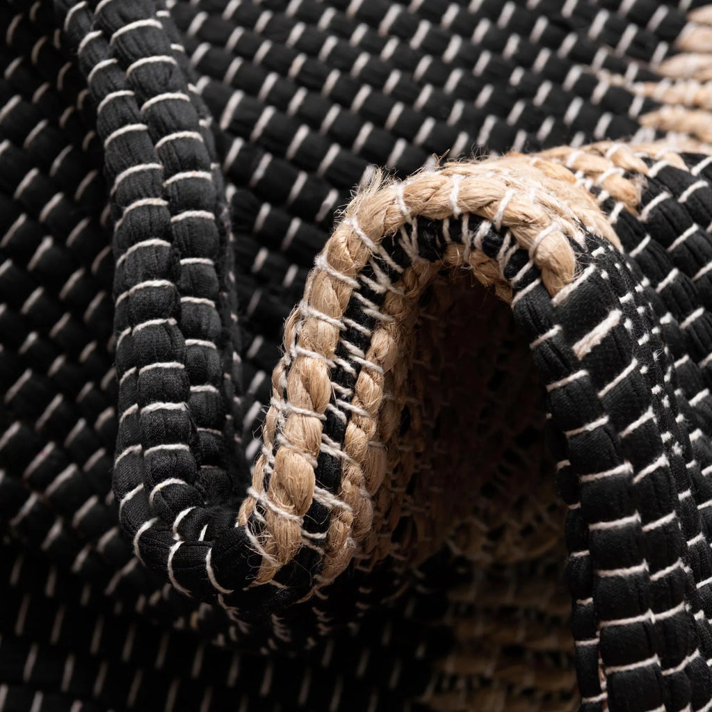 Black Navy Blue 9' x 12' Jute Rug I885