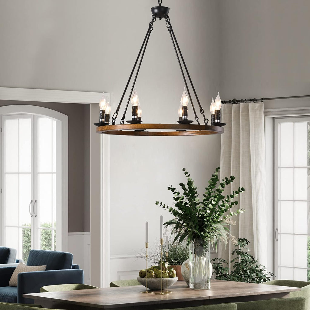 8-Lights Wagon Wheel Chandelier F99791