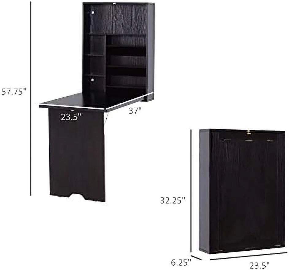 Compact Espresso Brown Convertible Desk I7693