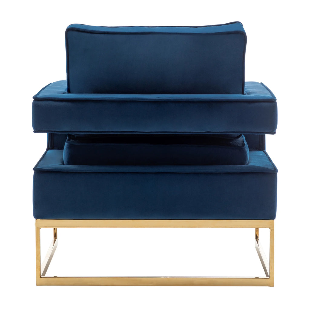 Navy Blue Velvet Accent Armchair with Gold Base K48814