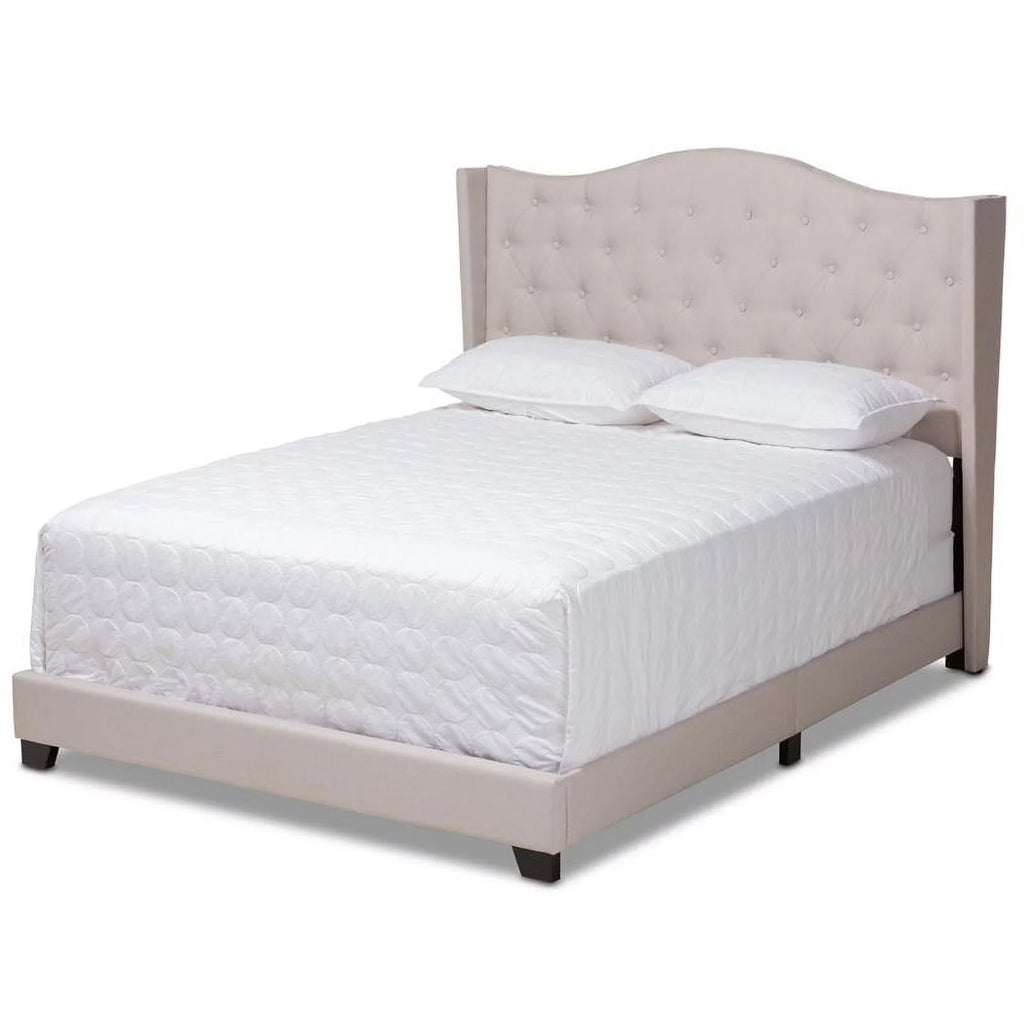 Beige Tufted Upholstered King Size Bed K235