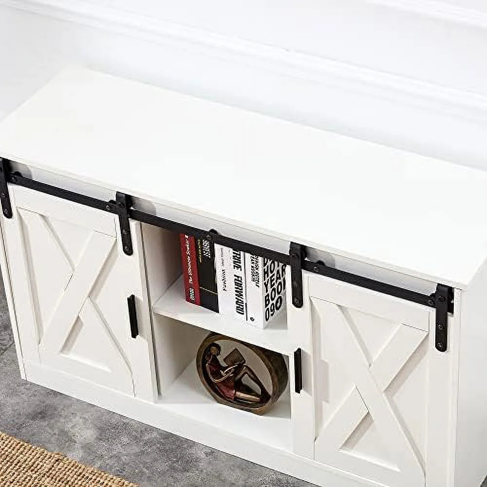 Wood TV Stand with Sliding Barn Door O857275