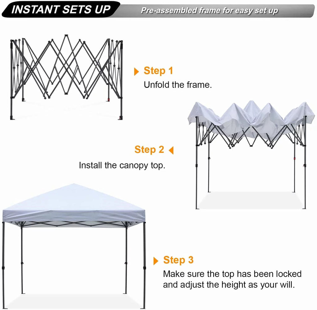 10' x 10' White Pop up Canopy Tent Y5498
