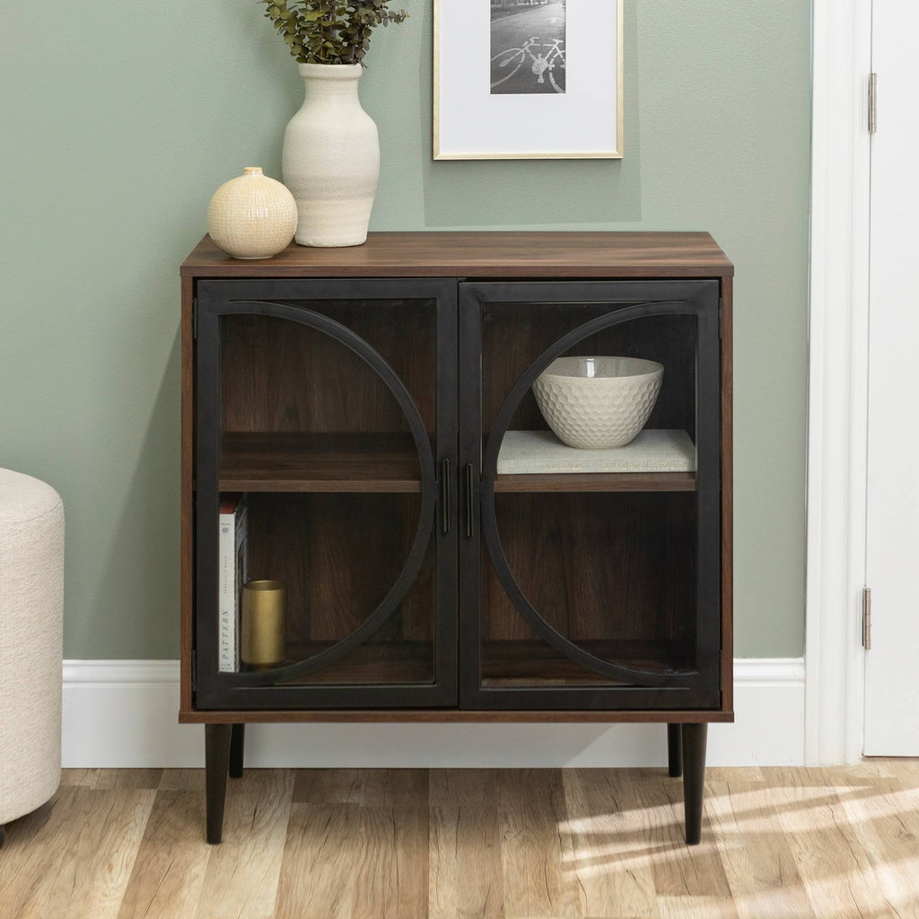 Metal and Glass Door Accent Console R498