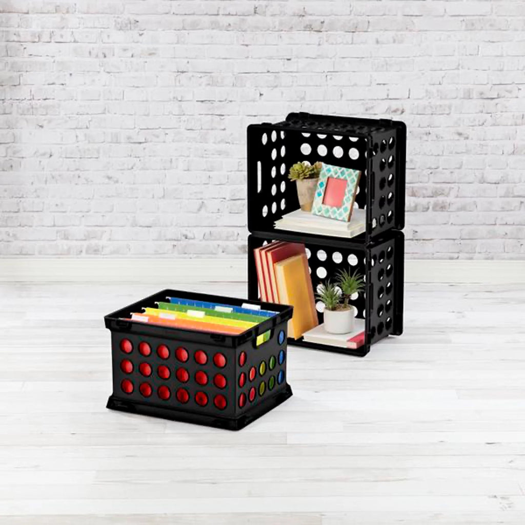 Stackable Storage Crate Organizer Bins with Handles, 6 Pack N3838